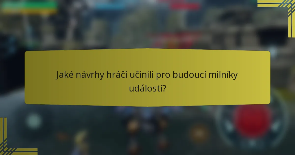 Jaké návrhy hráči učinili pro budoucí milníky událostí?